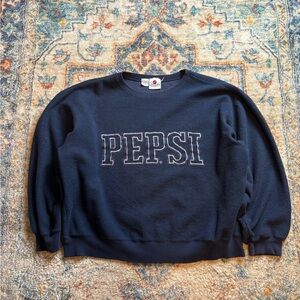 Vintage Pepsi Spellout Pullover Fleece Crewneck Size XL